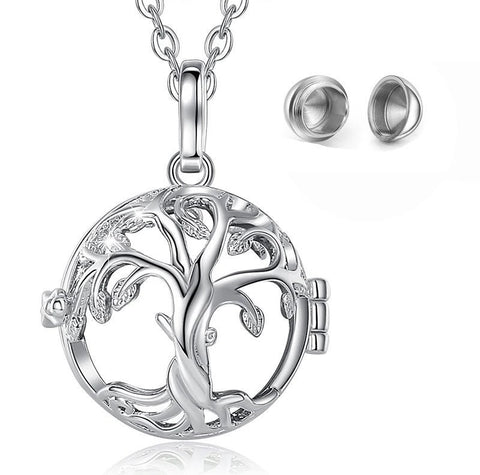 16mm Urn Cremation Tree of Life Cage Locket Ash Pendant Holder Necklace For Ashes