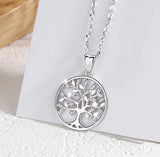 Round openwork  925 Sterling Silver Tree of Life Necklace For Women Girl