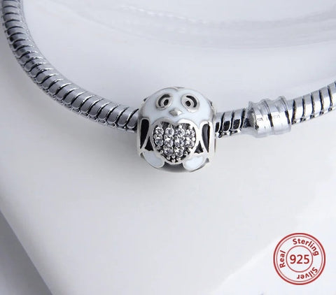 Penguin Charm Made From Sterling Silver 925 And Enamel - Compatible With European Charm Bracelets