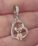 Chihuahua - Puppy Love, Genuine Brand New S925 Sterling Silver I Love You Forever Dangle Charm - Fits all Charm Bracelets