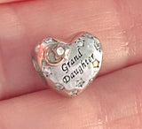 Grand daughter Heart Charm Love you to the moon and back Heart 925 Silver Charm European style Bracelet, Necklace charm