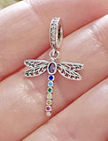 Chakra Dragonfly Dangle Charm  925 Silver Charm European style Bracelet, 925 Charm, Gifts for her