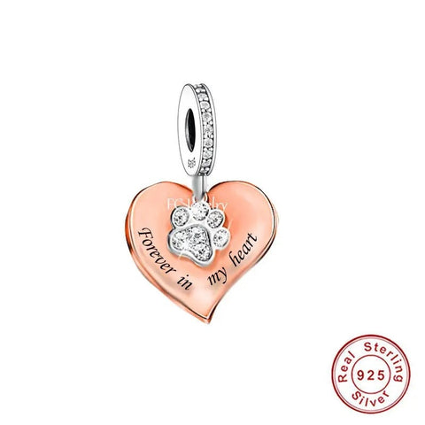 RIP Pet Cat / Dog Paw Memorial Charm Infinity Charm 925 Sterling Silver - I'll Meet You At The Rainbow Bridge Fits all Charm Bracelets