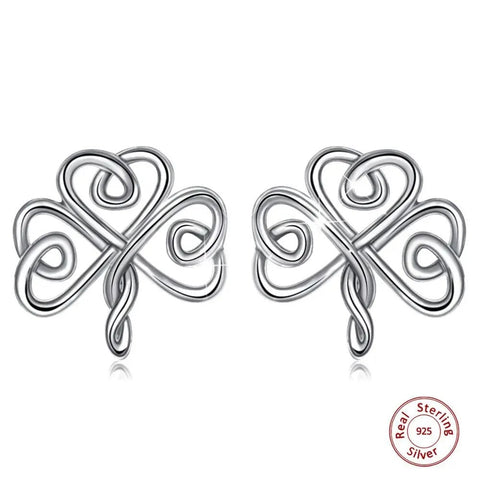 925 Sterling silver Celtics Knot earrings Shamrock stud earring Clover Jewelry Friendship Gift Irish Blessing