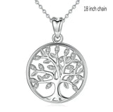 Round openwork  925 Sterling Silver Tree of Life Necklace For Women Girl